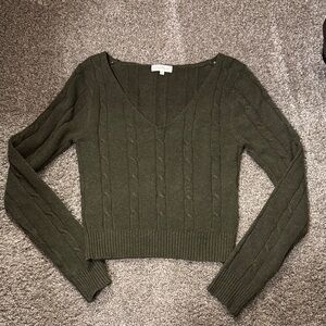Ultra Flirt Forest Olive V-Neck Sweater